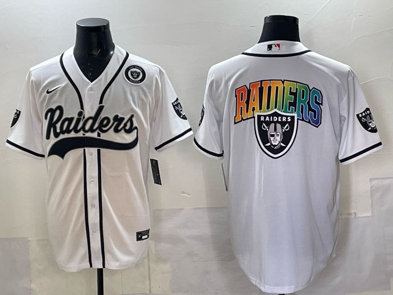 Men 2025 Nike Oakland Raiders Blank White Joint Name  Limited NFL Jersey style 049
